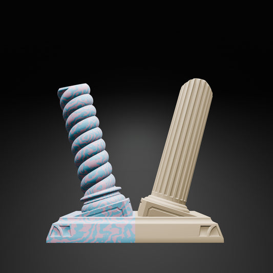 Render eines Boxhandschuhhalters von Nertas. Er zeigt die beiden Varianten der Individuellen Boxhandschuhständergestaltung: Marmoriert und Einfarbig. 