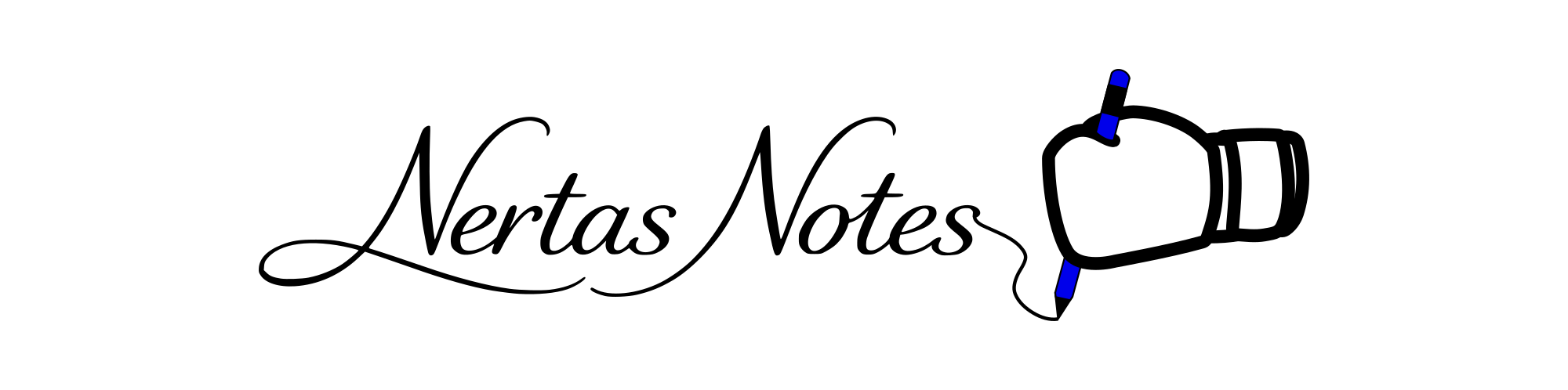 Banner für die Englische Blog Sektion der Nertas Website, die Nertas Notes. Das Banner zeigt den ikonischen Nertas Boxhandschuh der hier statt einer Blume einen Stift hält und damit "Nertas Notes" schreibt